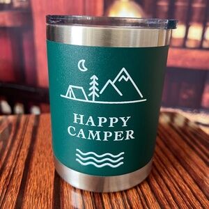 Happy Camper Green Insulated 10 oz Metal Cup Hot And Cold Drinks